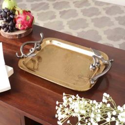 de maison decor Cherry Vine Gold Dcorative Aluminium Appetizer Platter, By Decor de Maison-picture-5