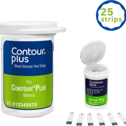 CONTOUR PLUS 25 GlucoseTest Strips Pack of 2 (25 Test strips in Each Pack) 50 Glucometer Strips image 2