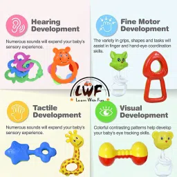 learn with fun Set of 8 Pcs with Various Exciting Toys for New Borns & Infants Rattle image 4