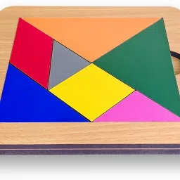 heku Wooden Tangram Shapes Puzzle with 7 wooden blocks, 1 booklet and 1 Game Board image 5