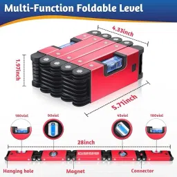 niktion Multi-function Foldable Level, 28-Inch Multi-Angle Measurement Woodworking Tools,Precise Leveling In Any Position Magnetic Engineer's Precision Level image 2