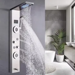 Prossimagen Shower Panel 304 Grade Stainless Steel Shower Panel 6 in 1 Shower System / Handshower with Waterfall Outletl / Tub Spout / Body 4 Body Massage Spray With Hot & cold Mixer-37
