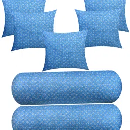 Combo Set of 2 Bolster And 5 Microfibre Floral Cushion Pack of 7-22