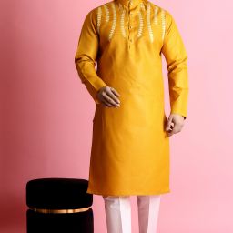 Men Cotton Blend Kurta Pyjama Set-image-94