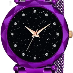 Analog Watch - For Girls KRU_Black Dial With 12 Diamond Magnet Belt Watch For Girls And Women-image-11