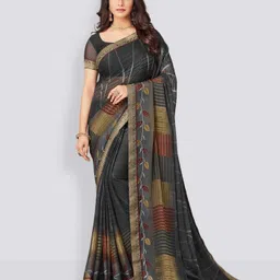samah Geometric Print, Printed, Embellished Bollywood Georgette, Chiffon Saree-picture-28