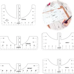 Tshirt Ruler Guide Alignment Template for Vinyl and Heat Press 8PCS PVC Set Ruler-36