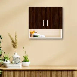 2 Doors Modular Wall Cabinet with Organizer Shelf & Termites Resistance Engineered Wood Semi-Open Book Shelf-picture-26