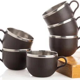 Pack of 6 Stainless Steel, Plastic Premium Quality Matt-Finished Double-Walled Tea, Coffee,-15