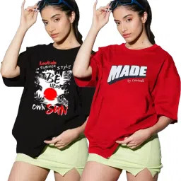 Women Printed Round Neck Cotton Blend Multicolor T-Shirt-image-60
