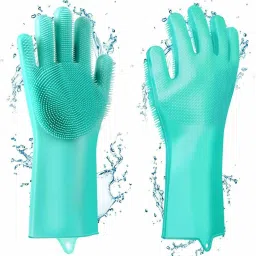 Silicone Scrubbing Gloves, Non-Slip, Dishwashing and Pet Grooming, Magic Latex Gloves for Household Cleaning Great for Protecting Hands in Dish Washing 1 pair ( pack of 2 pcs ) premium quality glove 4 ml Pet Facial Cleanser-26