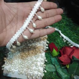Cream latkan katdana hanging lace border for Dresse, Saree, Lehenga, Dupatta, Bag, Craft and Decorations (4meter) Lace Lace Reel-picture-16