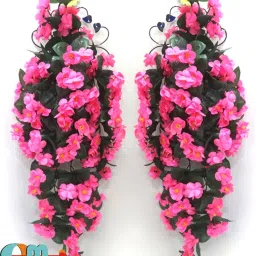 Artificial Creepers hanging flower Pink, Green Daisy Artificial Flowerwith Pot-image-4