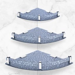Wall Mounted Bathroom Corner Shelf Size 1st 7"X7" 2nd 9"X9" 3rd 11"x11" Acrylic, Aluminium Wall Shelf-image-45