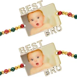 Religious Photo Rakhi Best Bro Rectangular Shape for Brothers Pack of 2 Assorted RakhiSet-image-70