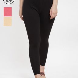 GRACIT Women Pack Of 3 Solid Ankle-Length Leggings-image-87
