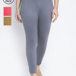 GRACIT Women Cotton Ankle Length Leggings Pack Of 3-image-99