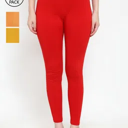 Jinfo Women Pack Of 3 Solid Super Combod Cotton Lycra Ankle-Length Leggings-image-59
