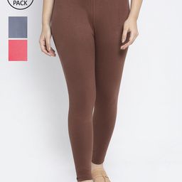 GRACIT Women Cotton Ankle Length Leggings Pack Of 3-image-112