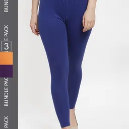GRACIT Pack Of 3 Ankle-Length Cotton Leggings-image-82