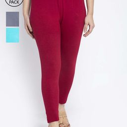 GRACIT Women Pack Of 3 Cotton Ankle Length Leggings-picture-38