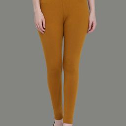 SPIFFY Women Mustard Solid Full-Length Leggings-picture-13