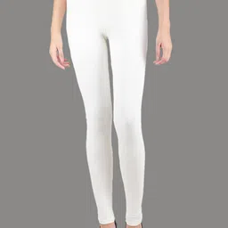 SPIFFY Women White Solid Ankle Length Leggings-image-83