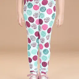 StyleStone Girls White & Pink Printed Cotton Treggings-image-40