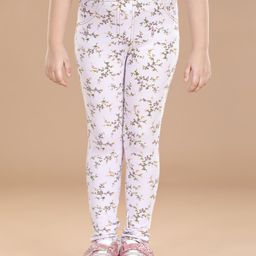 StyleStone Girls White Printed Cotton Jeggings-image-79
