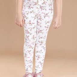 StyleStone Girls White Printed Cotton Jeggings-image-78