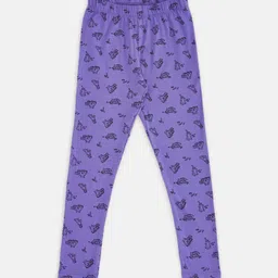 Pantaloons Junior Girls Purple Printed Churidar-Length Leggings-picture-1
