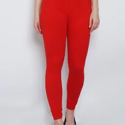 GRACIT Women Red Solid Super Combed Cotton Churidar-Length Leggings-picture-26