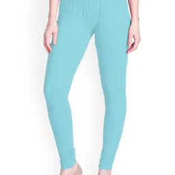 LYRA Women Blue Solid Churidar-Length Leggings-picture-25