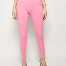 KEX Women Pack Of 2 White & Pink Solid Ankle-Length Leggings-picture-32