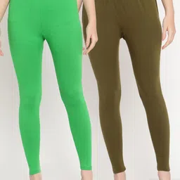 TAG 7 Women Pack Of 2 Solid Comfort Fit Ankle-Length Cotton Leggings-image-26