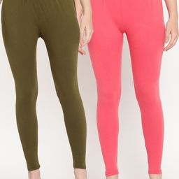 TAG 7 Women Pack Of 2 Solid Comfort Fit Ankle-Length Leggings-picture-23