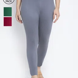 Jinfo Women Pack Of 3 Solid Ankle Length Leggings-picture-38