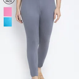 Jinfo Women Pack Of 3 Solid Ankle Length Leggings-picture-16