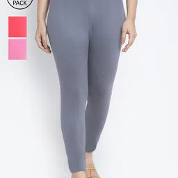 Jinfo Women Pack Of 3 Solid Ankle Length Leggings-picture-49