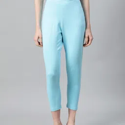 W Women Blue Solid Cropped Leggings-picture-45