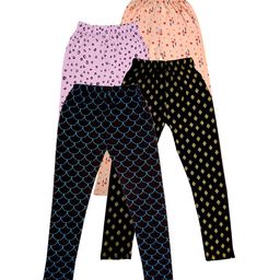IndiWeaves Girls Pack of 4 Printed Pure Cotton Ankle-Length Leggings-image-98