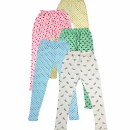 IndiWeaves Girls Pack of 5 Printed Pure Cotton Ankle-Length Leggings-image-88