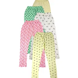 IndiWeaves Girls Pack of 5 Printed Pure Cotton Ankle-Length Leggings-image-78