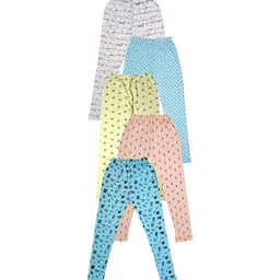 IndiWeaves Girls Pack of 5 Printed Skin Friendly Pure Cotton Ankle Length Legging-image-80