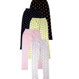 IndiWeaves Girls Pack of 5 Printed Skin Friendly Pure Cotton Ankle Length Legging-image-75