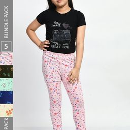 BAESD Girls Pack Of 5 Printed Ankle Length Pure Cotton Leggings-picture-7
