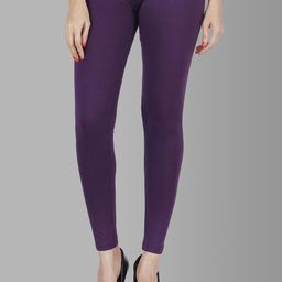 Feather Soft Elite Women Purple Solid Cotton Ankle-Length Leggings-image-63