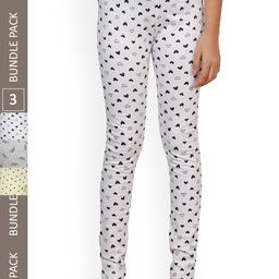 IndiWeaves Girls Pack Of 3 Printed Pure Cotton Ankle Length Leggings-image-68