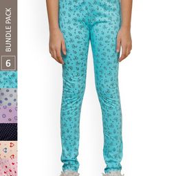 IndiWeaves Girls Pack Of 6 Printed Pure Cotton Ankle Length Leggings-image-50