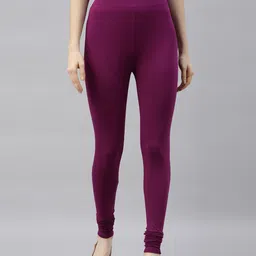 TWIN BIRDS Women Purple Solid Churidhar-Length Leggings-33